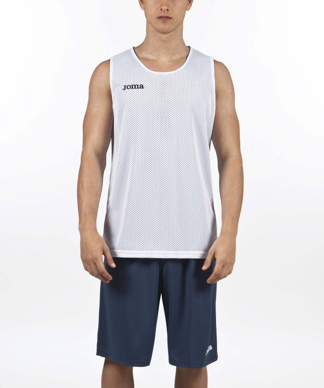 REVERSIBLET-SHIRT ARO SLEEVELESS - BLU NAVY-BIANCO