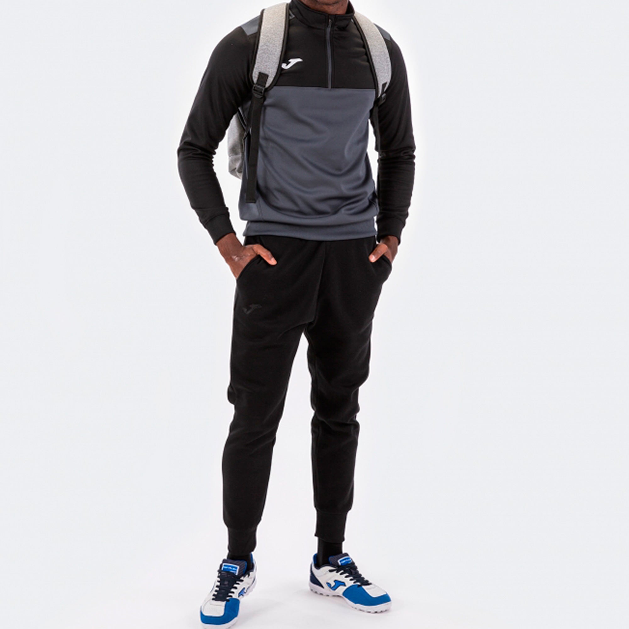 SWEATSHIRT 1/2 ZIP WINNER - ANTRACITE-NERO