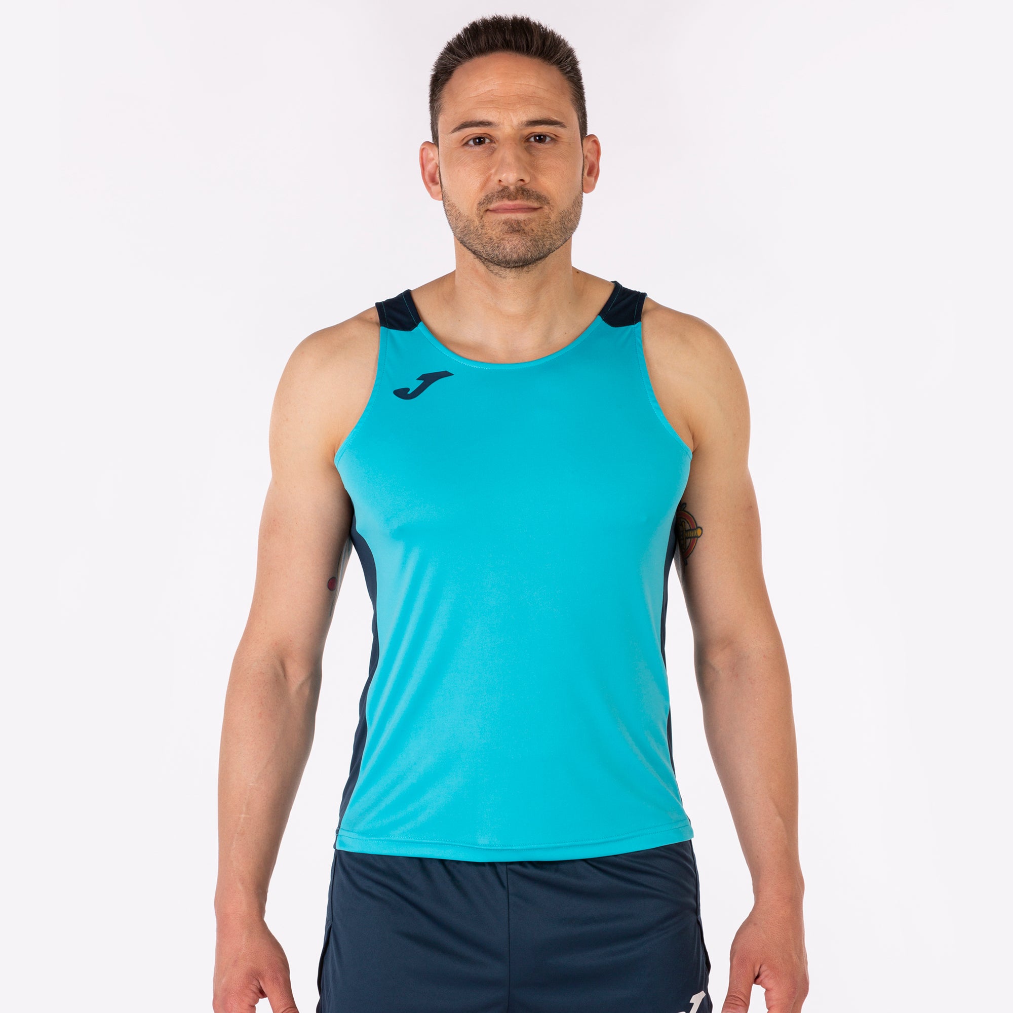 T-SHIRT RECORD II - TURCHESE FLUO-BLU NAVY