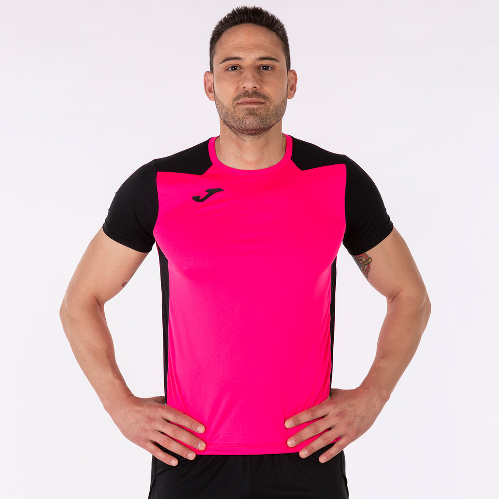 T-SHIRT RECORD II - ROSA FLUO-NERO