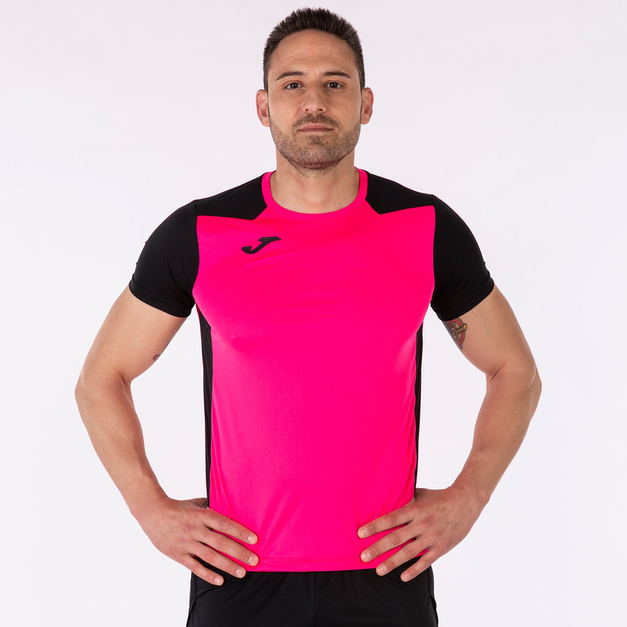 T-SHIRT RECORD II - ROSA FLUO-NERO