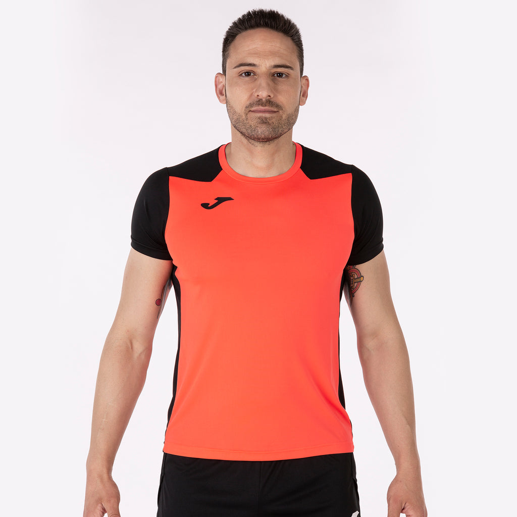 T-SHIRT RECORD II - CORALLO FLUO-NERO