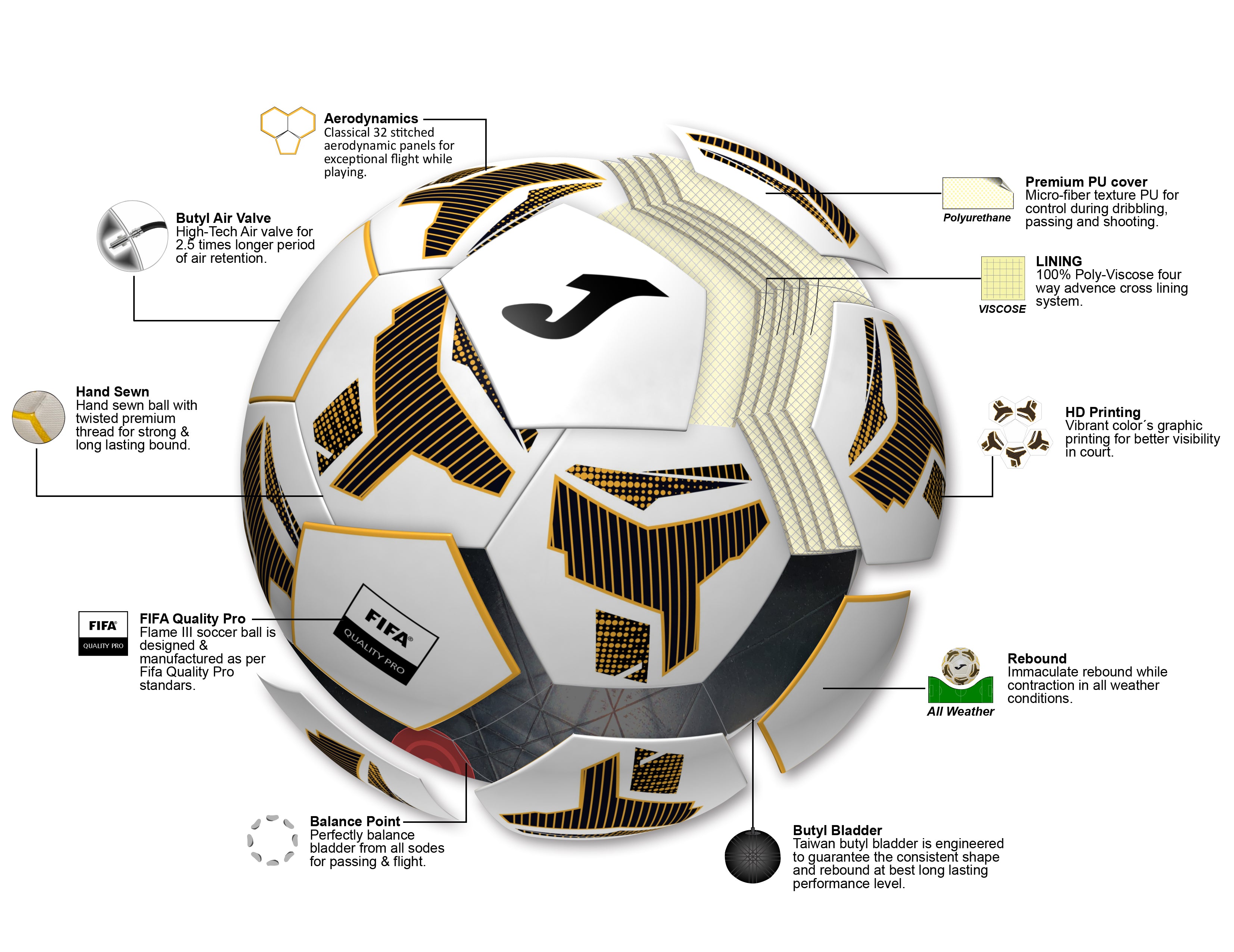 SIZE 5 FLAME III FOOTBALL - BIANCO-ARANCIONE - BIANCO-ARANCIONE