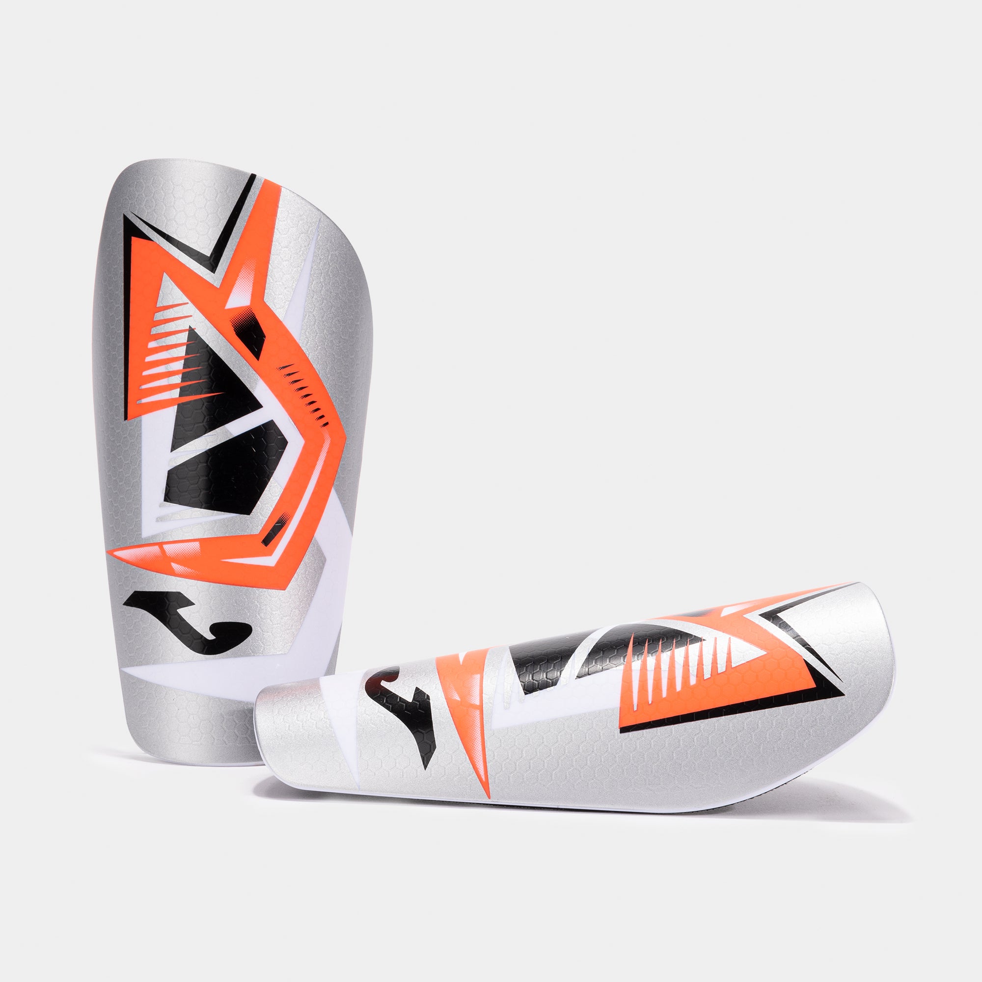 J-PRO SHIN GUARDS - ARGENTO-CORALLO FLUO - ARGENTO-CORALLO FLUO