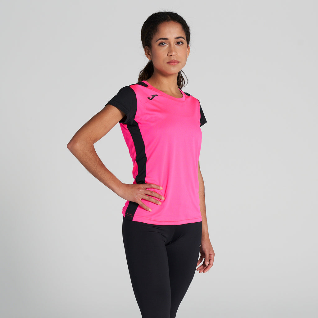 T-SHIRT RECORD II - ROSA FLUO-NERO